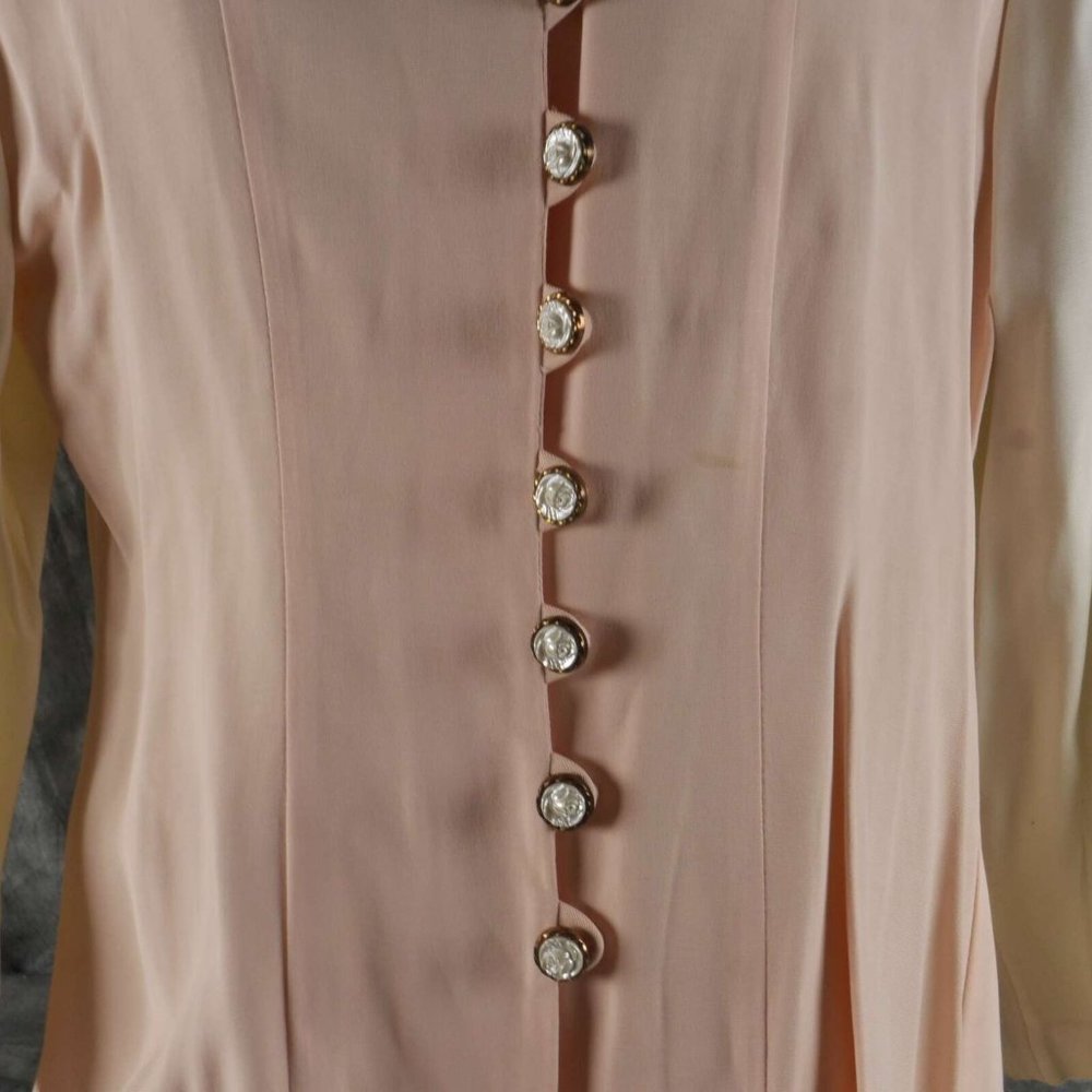 Euc Perceptions Pink Solid Vintage Jacket Size 9/… - image 2